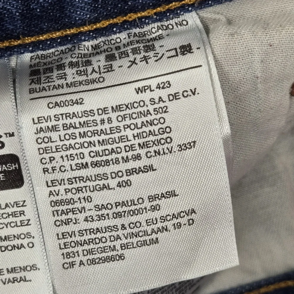 Levi's 501 Men Jeans 38X34 Light Blue Denim Original Fit Straight Leg Distressed
